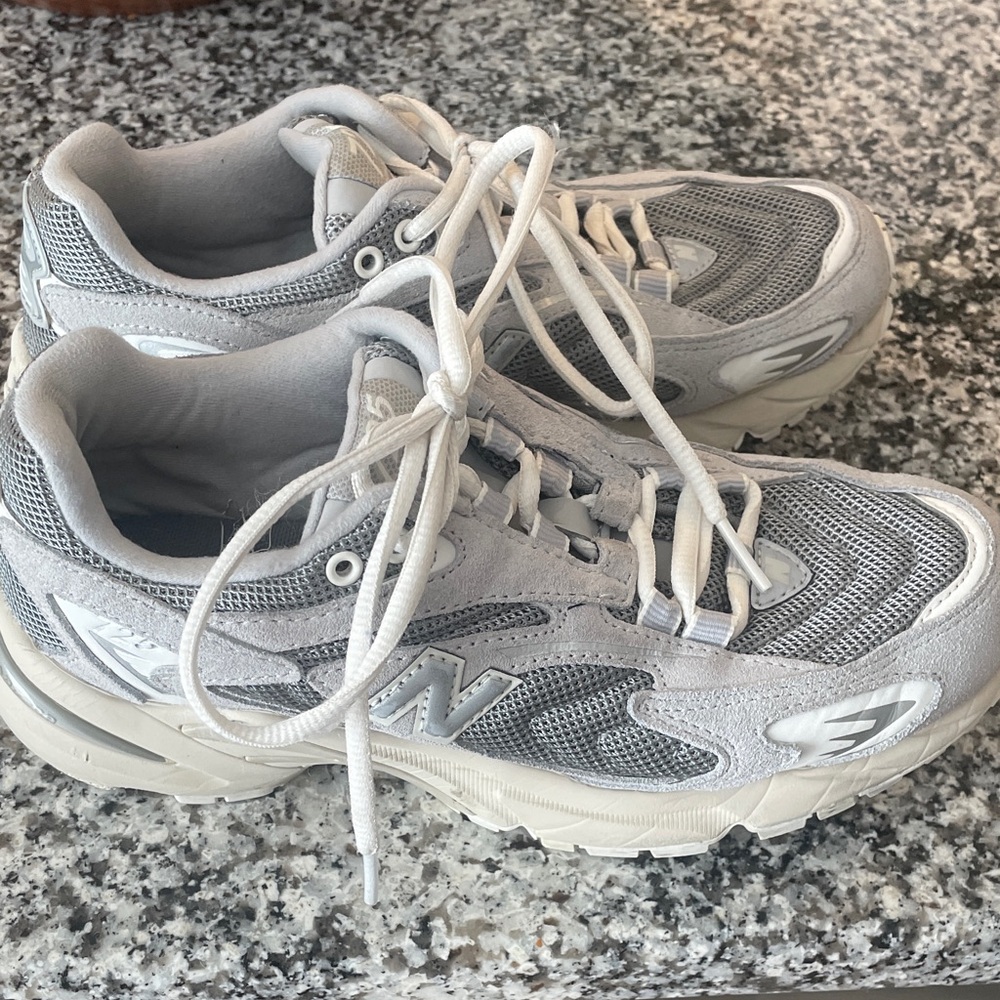 New Balance Light Gray and White Athletic Shoes